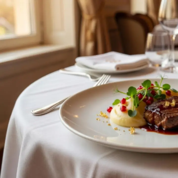 Autorskie danie Szefa Kuchni w restauracji Wonderstar s. r. o., elegancko podane na białym talerzu