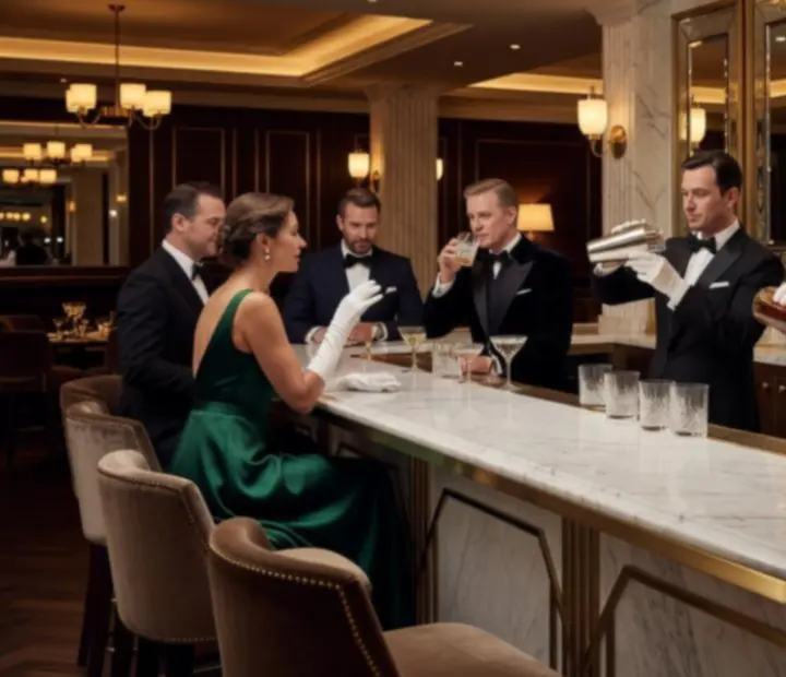 Elegancki bar w stylu art déco w restauracji Wonderstar s. r. o.