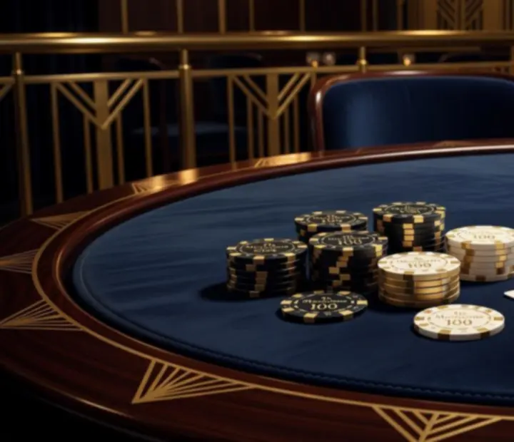 Ekskluzywny stolik pokerowy z eleganckimi kartami i żetonami w restauracji Wonderstar s. r. o.